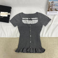Polka Dot Button-Up Short-Sleeved Shirt