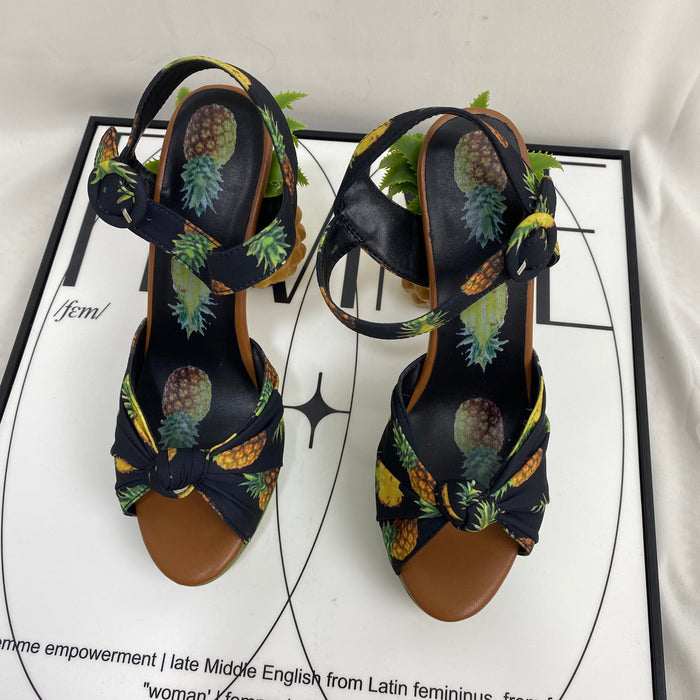 Printed Fabric Pineapple Shoes