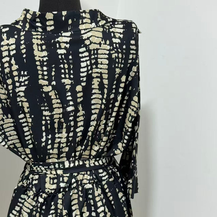 Printed Loose-Fit Satin Wide-Leg Jumpsuit