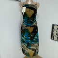 Printed silk net halter top dress