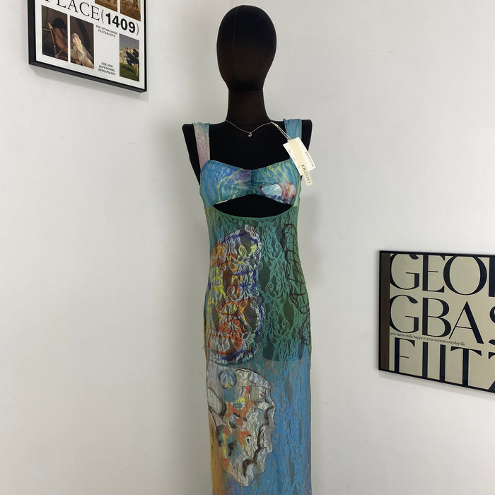 Printed Sleeveless Backless Dress