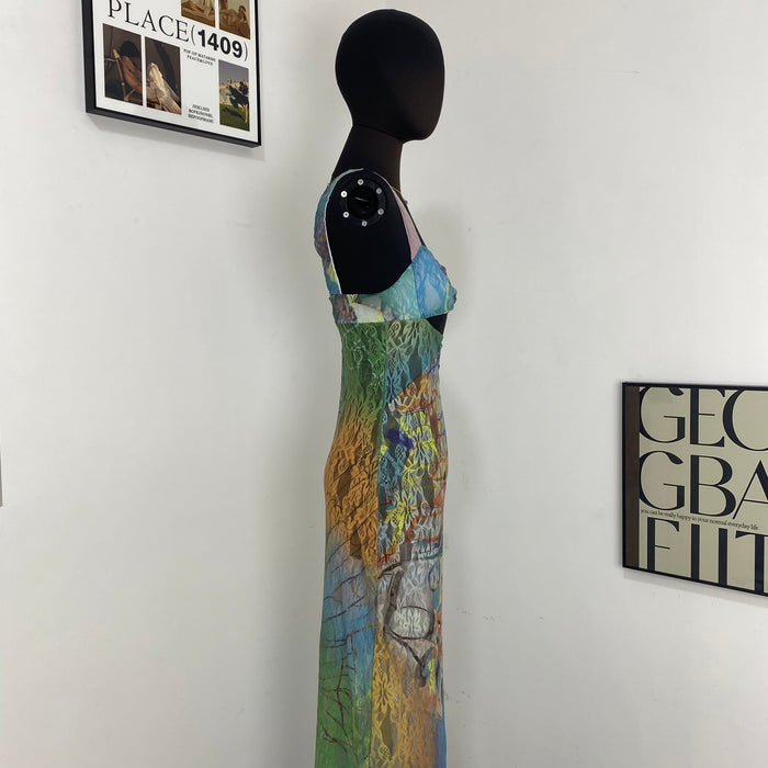Printed Sleeveless Backless Dress
