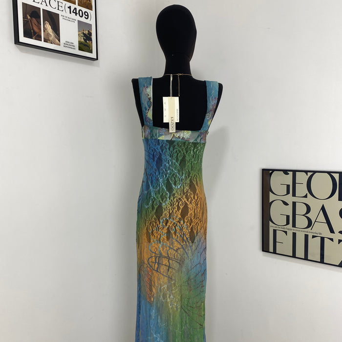 Printed Sleeveless Backless Dress