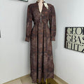 Printed V-Neck Maxi Dress with Puff Sleeves