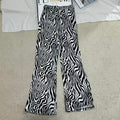 Printed Zebra-Print Straight-Leg Pants