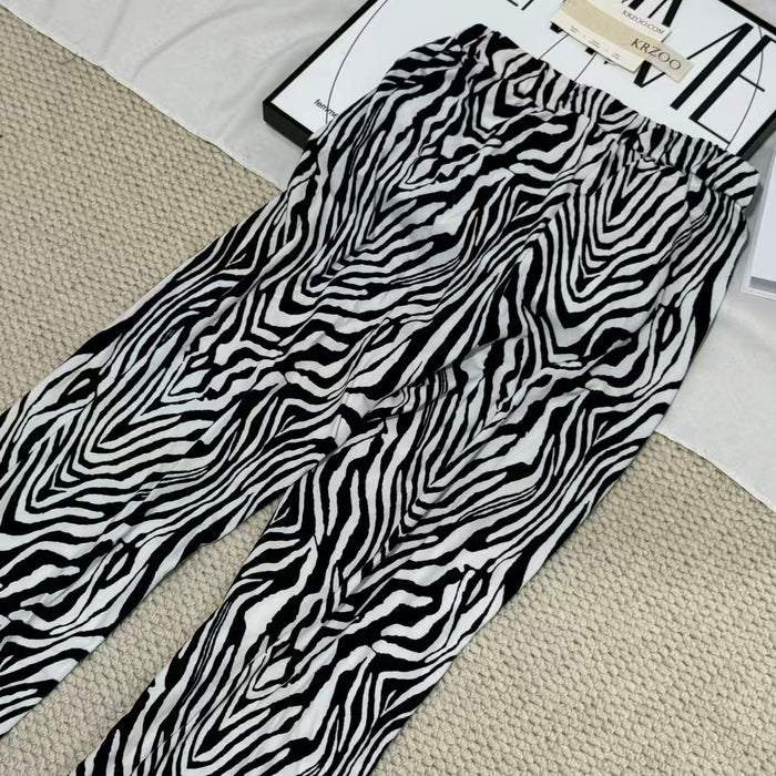 Printed Zebra-Print Straight-Leg Pants
