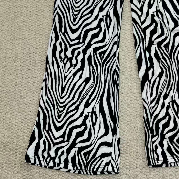 Printed Zebra-Print Straight-Leg Pants