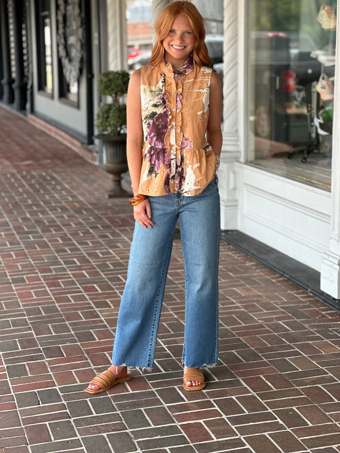 Pumpkin Floral Top