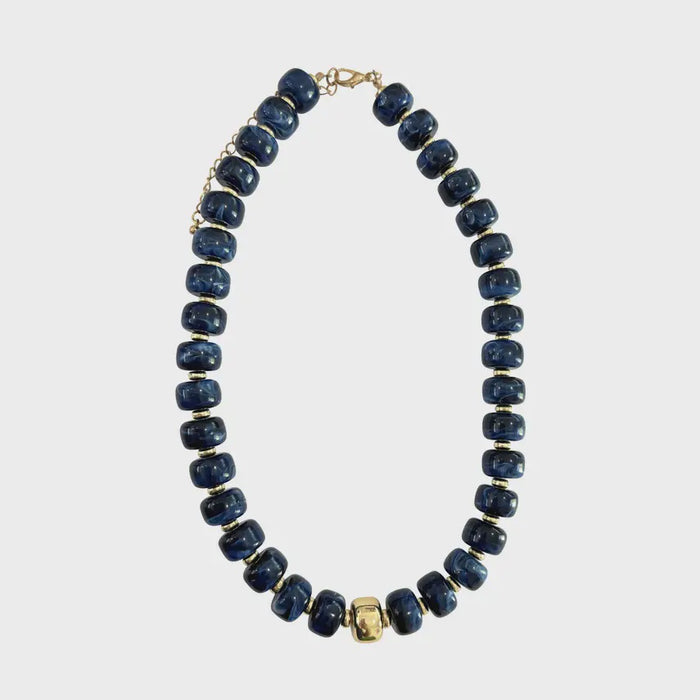 Rachel Chunky Beaded Necklace in Navy