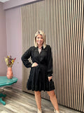 Rasida Long Sleeve Mini Dress (Black)