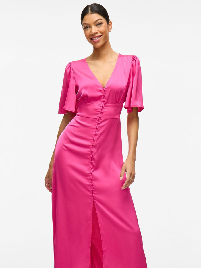 Ravenna V-Neck Ankle Dress (Raspberry Rose)