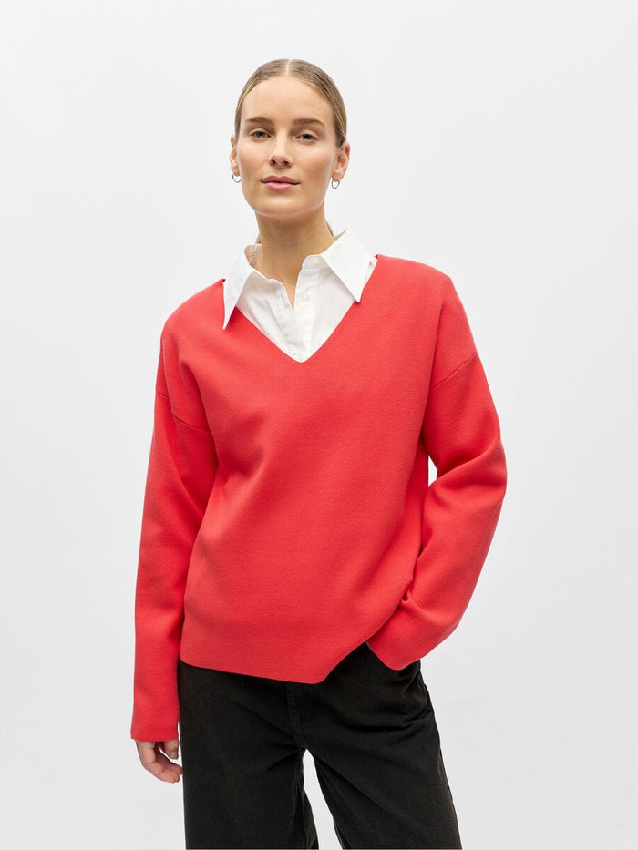 Rayna V-Neck Jumper (Poinsetta)