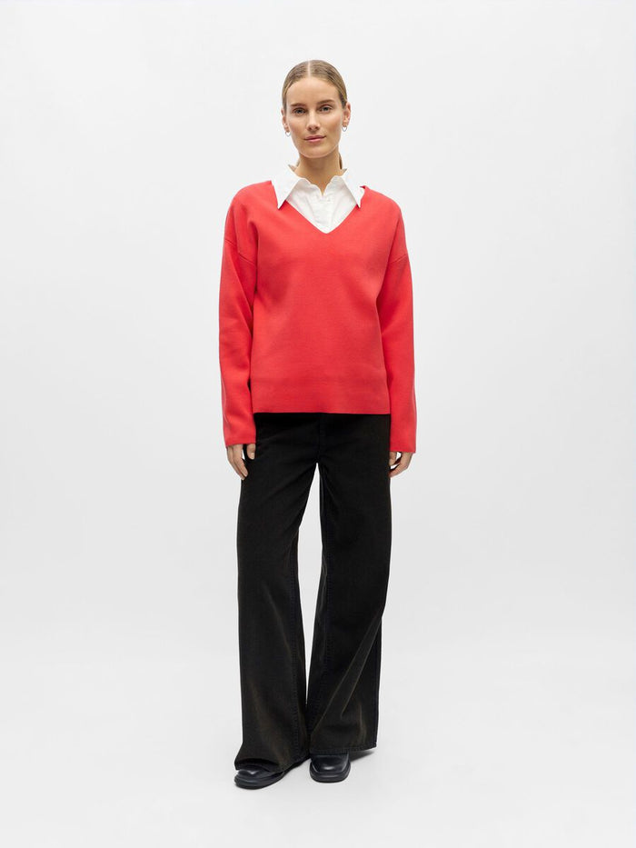 Rayna V-Neck Jumper (Poinsetta)