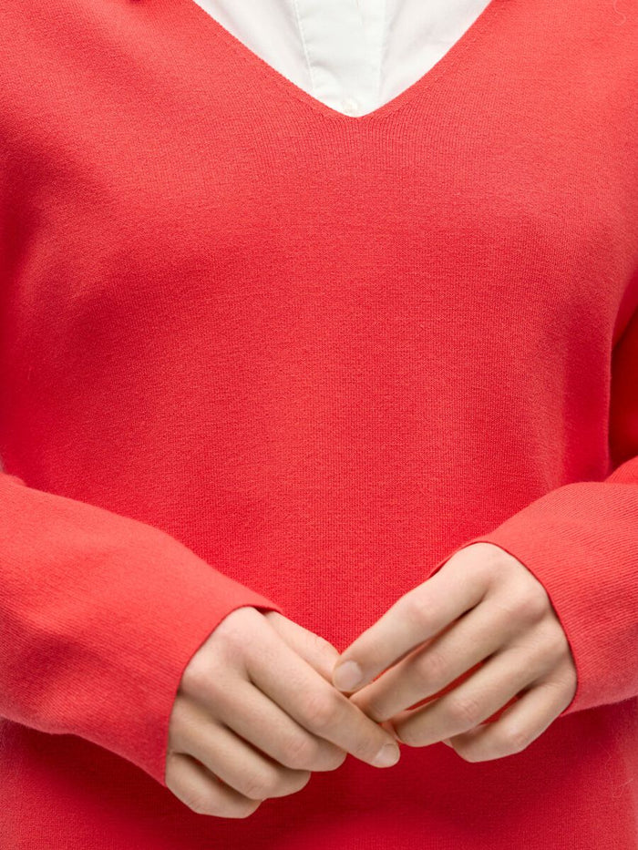 Rayna V-Neck Jumper (Poinsetta)