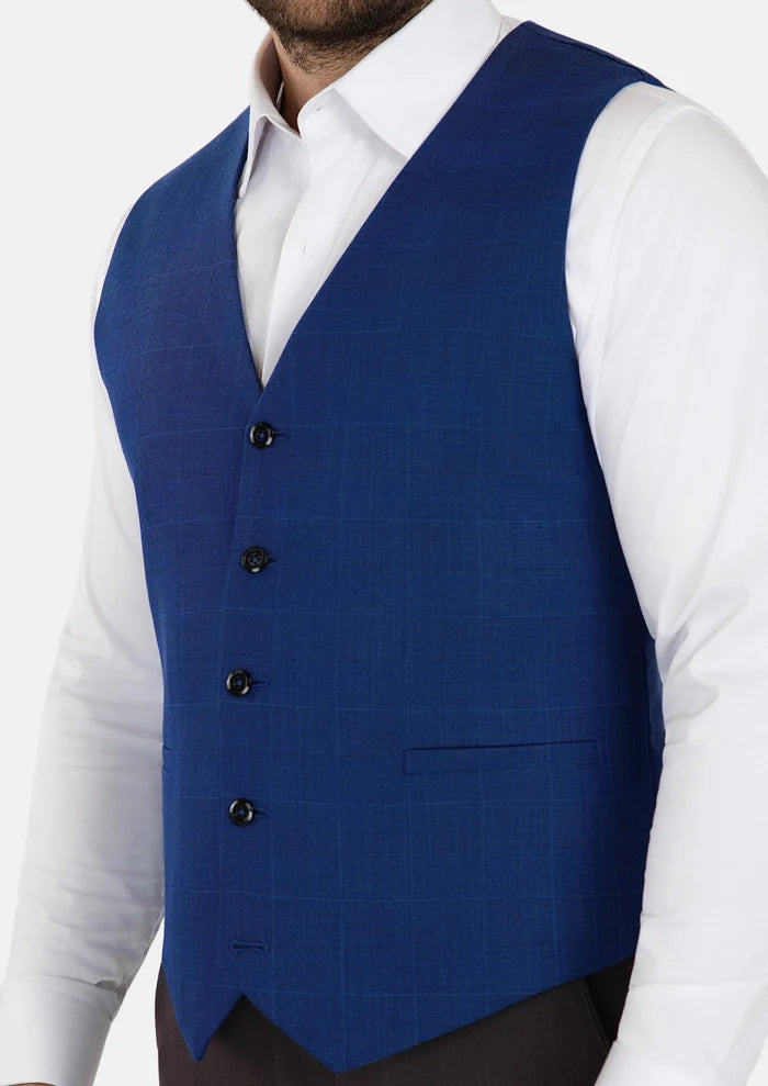 Regal Blue Windowpane Vest - SARTORO