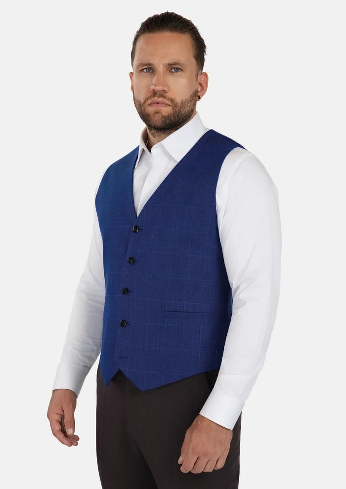 Regal Blue Windowpane Vest - SARTORO