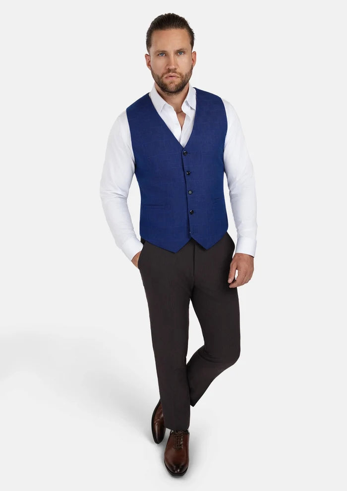 Regal Blue Windowpane Vest - SARTORO
