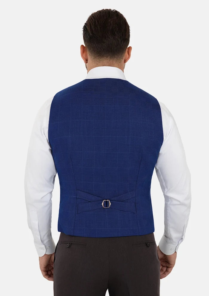 Regal Blue Windowpane Vest - SARTORO