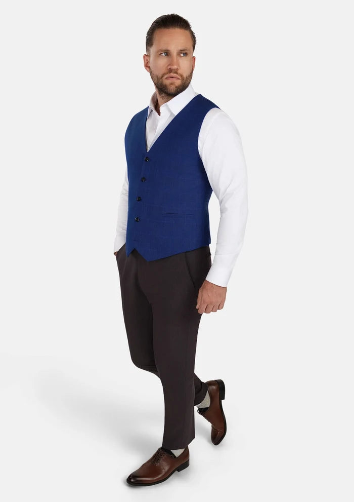 Regal Blue Windowpane Vest - SARTORO