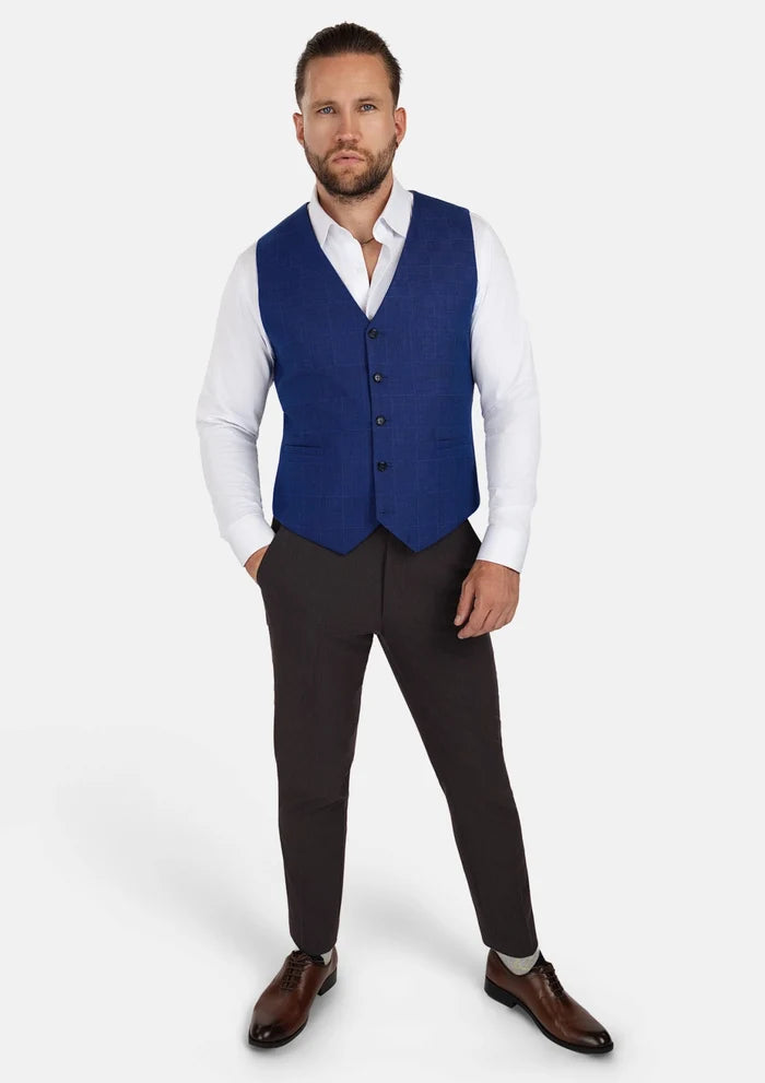 Regal Blue Windowpane Vest - SARTORO