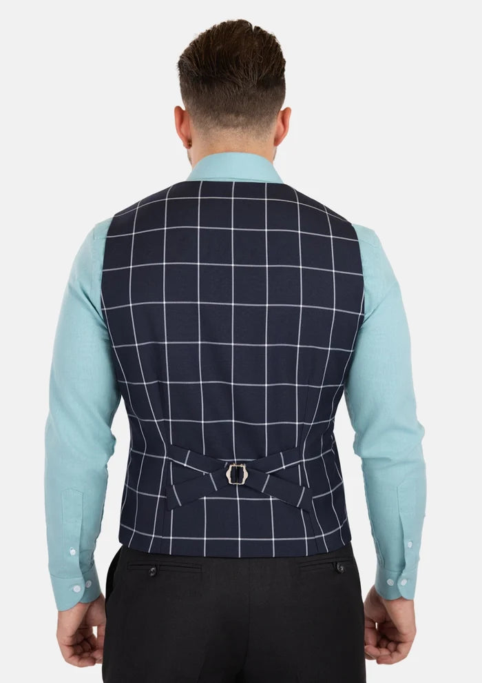 Regal Navy Windowpane Vest - SARTORO