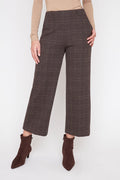 Renuar Woven Pattern Pant in Chocolate