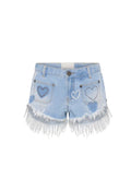 Shorts One Teaspoon Retro Dukes Denim Shorts Studded Blue Heart Apoella
