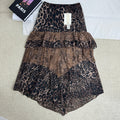 Retro Leopard Print Ruffle Skirt