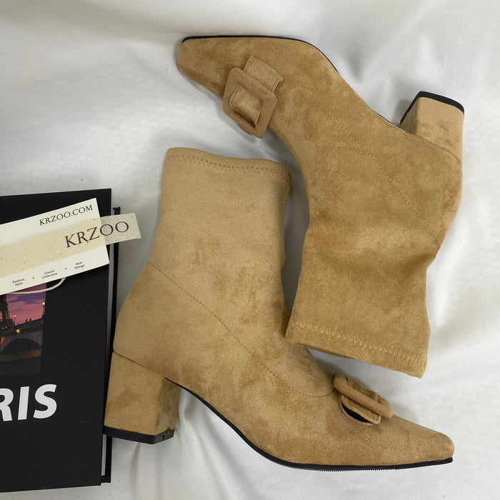 Retro Square-Toe Ankle Boots