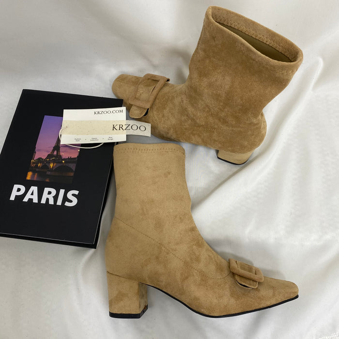 Retro Square-Toe Ankle Boots