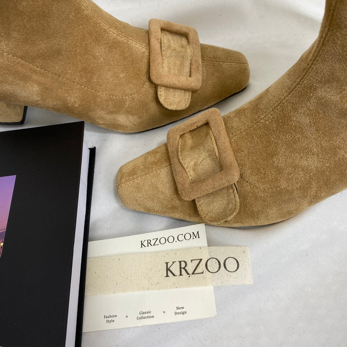 Retro Square-Toe Ankle Boots