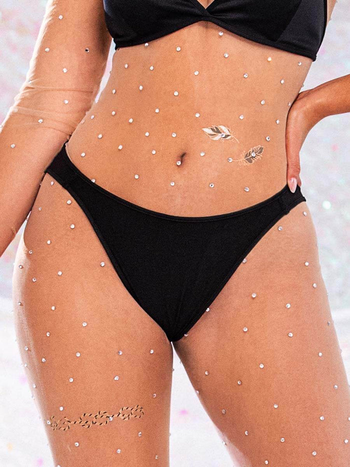 Rhinestone Nude Jumpsuit - Ultra-thin Crew Neck Jumpsuit