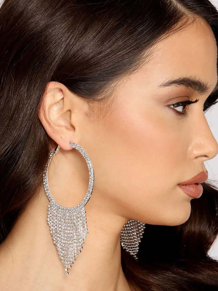 Rhinestone Tassel Sparkling Earrings