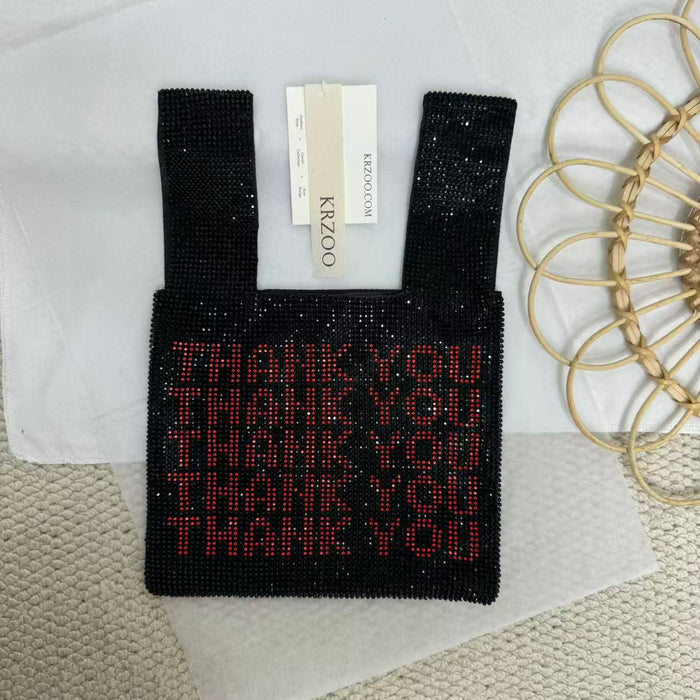 Rhinestone Vest-Shaped Mesh Handbag