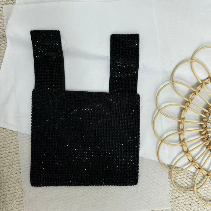 Rhinestone Vest-Shaped Mesh Handbag