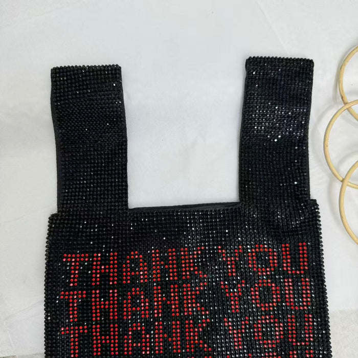 Rhinestone Vest-Shaped Mesh Handbag