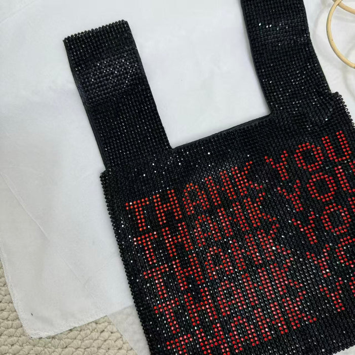 Rhinestone Vest-Shaped Mesh Handbag