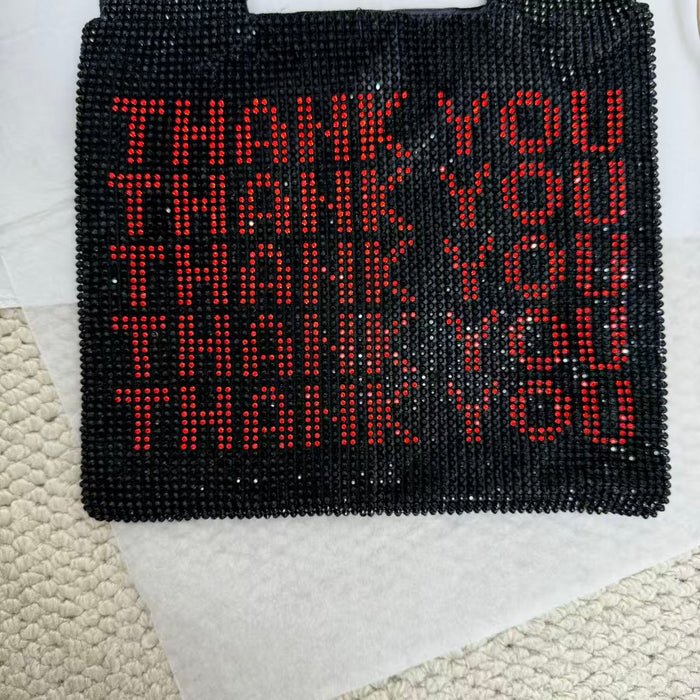Rhinestone Vest-Shaped Mesh Handbag