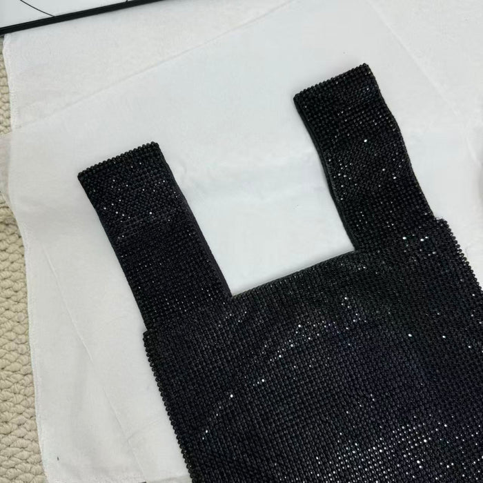 Rhinestone Vest-Shaped Mesh Handbag