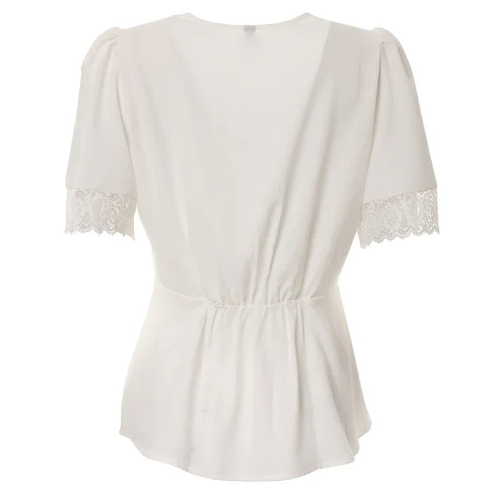 Rina Lace Panel Top (Soft White)
