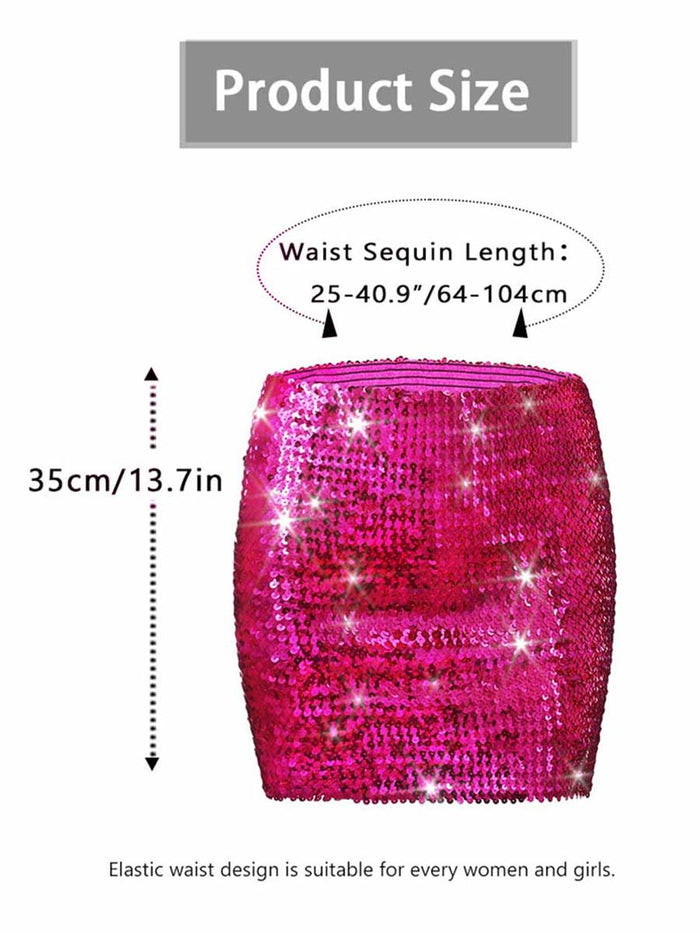 Rose Pink Glitter Tight Mini Skirt