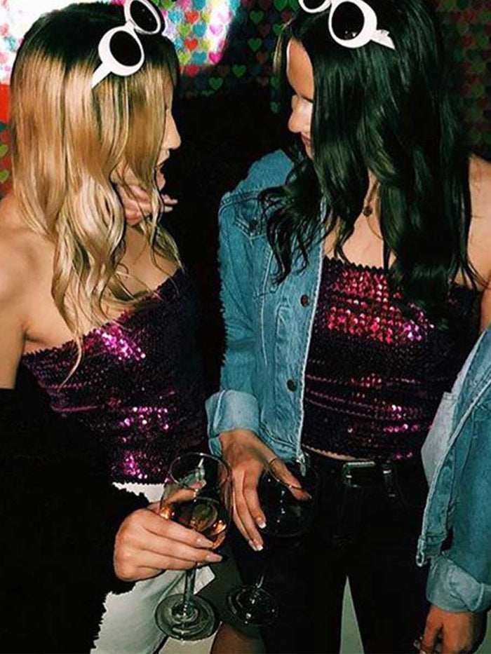 Rose Red Sequin Tube Top