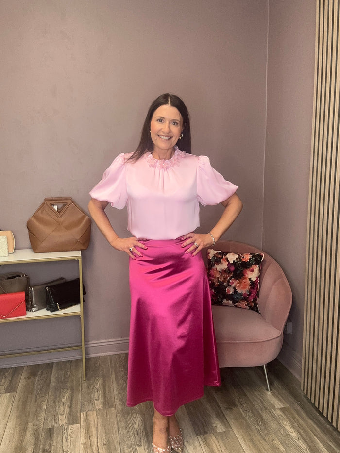 Rosie Puff Sleeve Top (Pink)