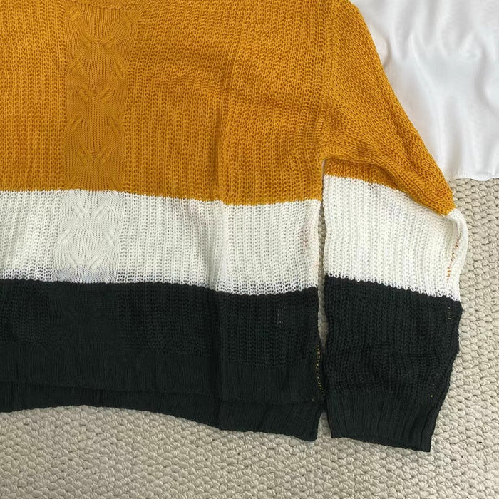 Round-Neck Color-Block Knitted Sweater