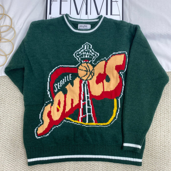 Round Neck Jacquard Knit Sweater