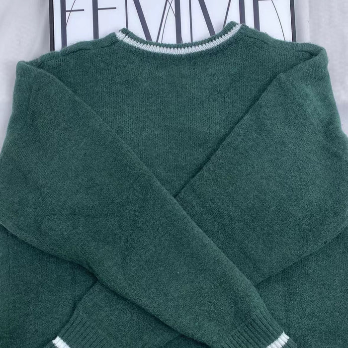 Round Neck Jacquard Knit Sweater