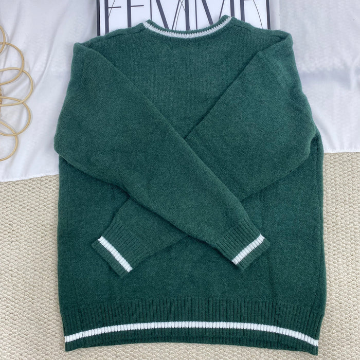 Round Neck Jacquard Knit Sweater