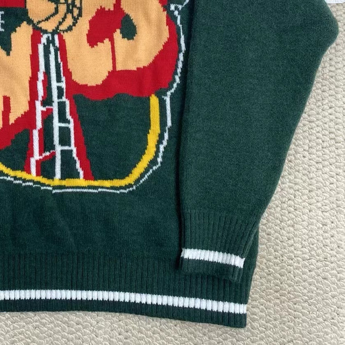 Round Neck Jacquard Knit Sweater