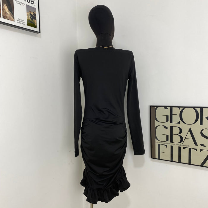 Round Neck Pleated Twist Dress