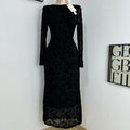 Round-Neck Printed Long-Sleeve Dress